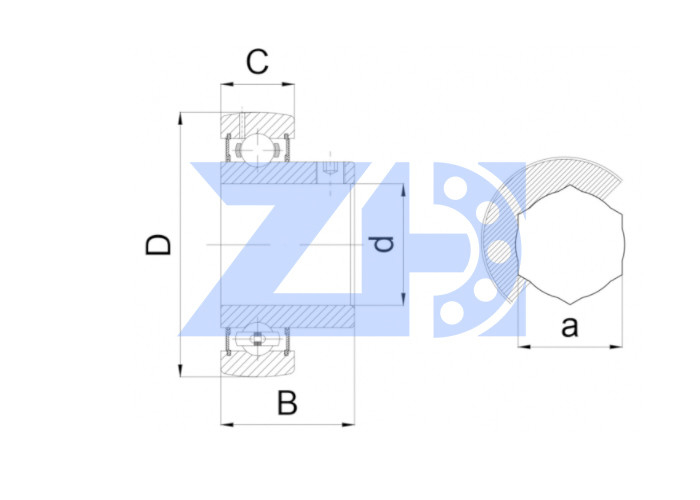 SB 207-18 HEX বালিশ ব্লক মোটা প্রাচীরের বাইরের রিং সহ বল বিয়ারিং সন্নিবেশ করান